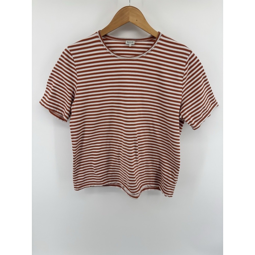 Kule The Brentwood Striped Short Sleeve Tee Shirt Top Sz L Preppy Momcore $98
